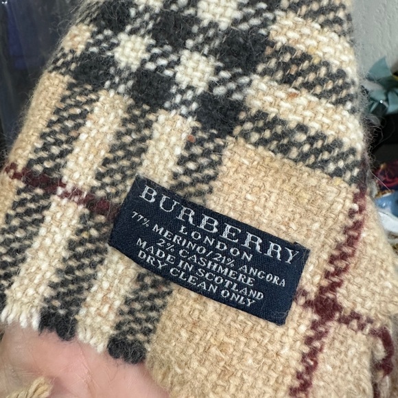 Authentic Burberry Plaid Fringe Scarf 52 inches long 6” wide 4” tassels- - Picture 4 of 4